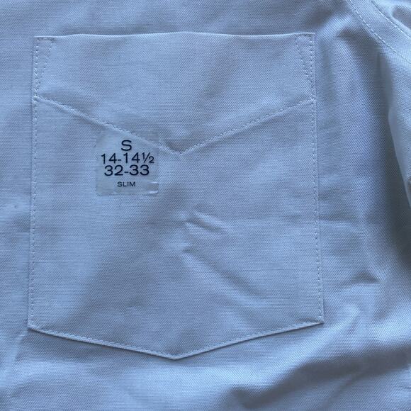 STAFFORD Button Down Slim Fit Shirt Mens Sz Small 14 - 14.5 Stone CoolMax - Picture 5 of 6